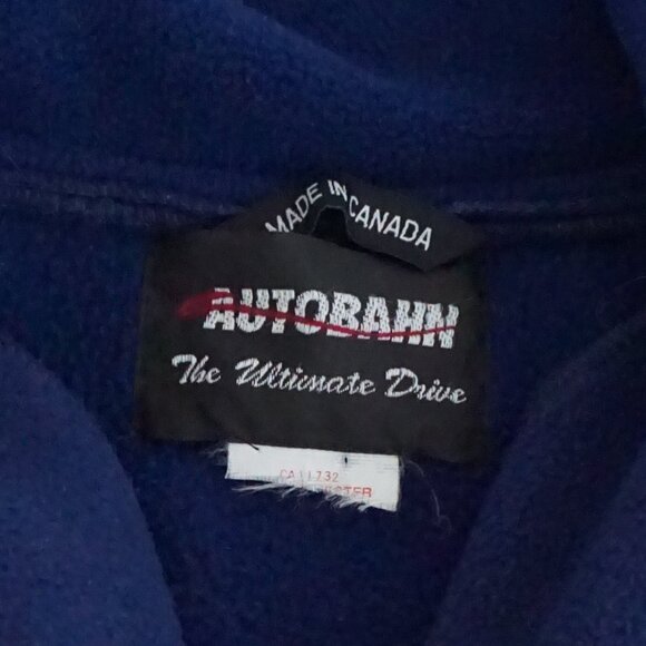 Autobahn Mustang Navy Fleece Quarter Zip Pullover Sporty Y2K Car Culture L - Picture 9 of 9